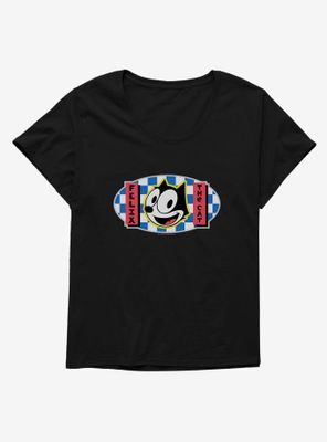 Felix The Cat Blue Checkers Graphic Womens T-Shirt Plus