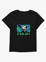 Felix The Cat Pixilated Text Girls T-Shirt Plus