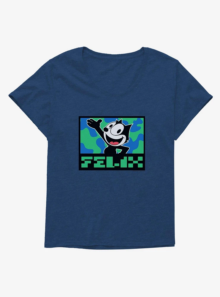 Felix The Cat Pixilated Text Girls T-Shirt Plus