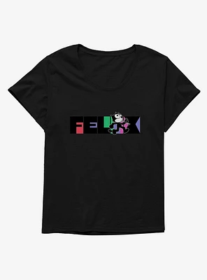 Felix The Cat Whistling And Walking Block Text Girls T-Shirt Plus