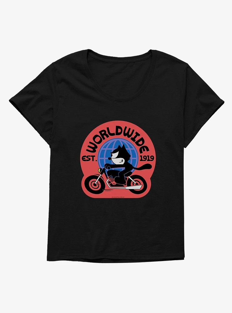 Felix The Cat Worldwide Motorcycle Girls T-Shirt Plus