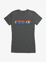 Felix The Cat 90s Cube Text Girls T-Shirt