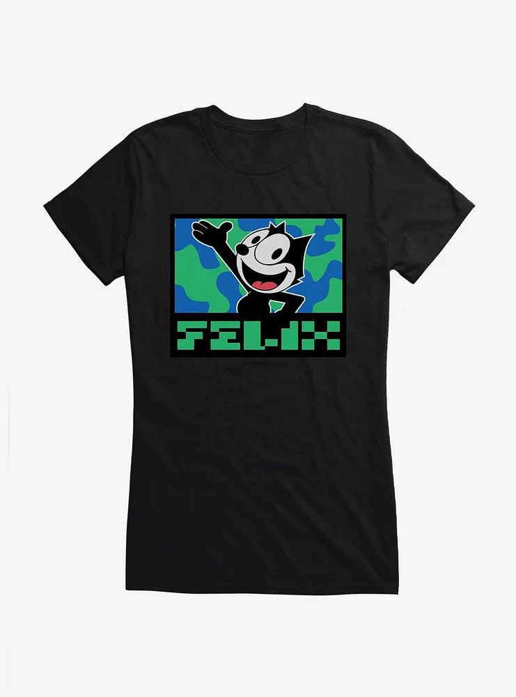 Felix The Cat Pixilated Text Girls T-Shirt