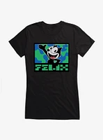 Felix The Cat Pixilated Text Girls T-Shirt