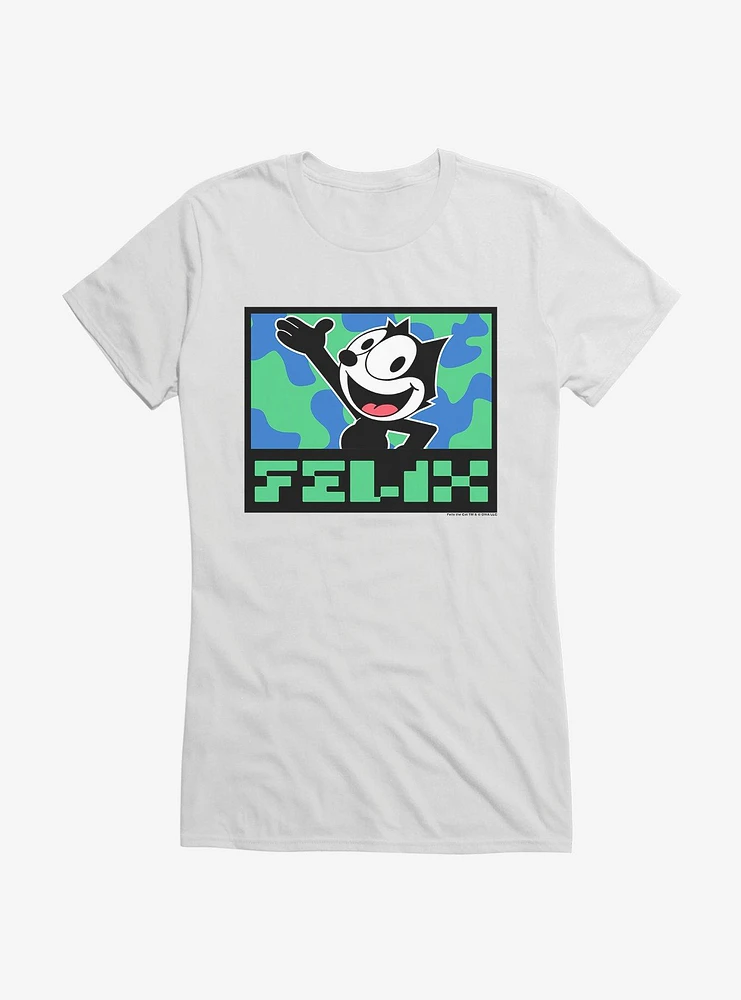 Felix The Cat Pixilated Text Girls T-Shirt