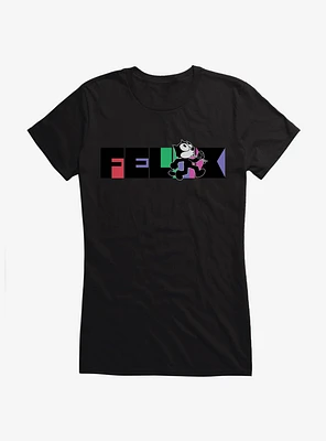Felix The Cat Whistling And Walking Block Text Girls T-Shirt