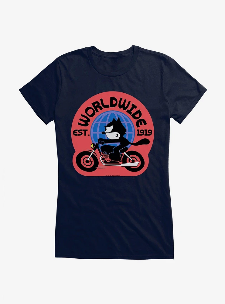 Felix The Cat Worldwide Motorcycle Girls T-Shirt