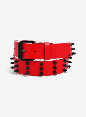 Red & Black Spiked Belt