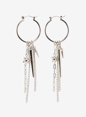 Spiked Ball Chains Hoop Earrings