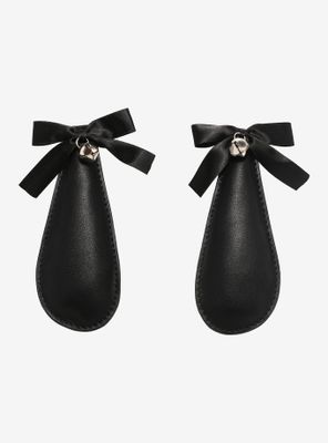 Black Faux Leather Puppy Ear Hair Clips