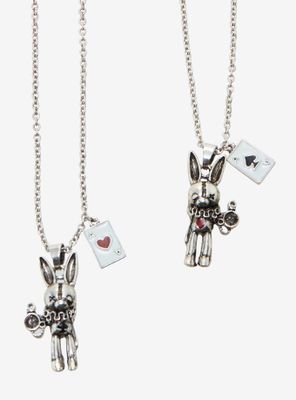 Rabbit Playing Card Best Friend Necklace Set