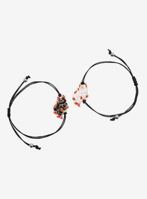 Black & White Kitsune Best Friend Cord Bracelet Set