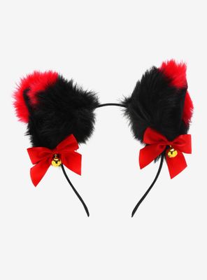 Red & Black Tip Cat Ear Headband