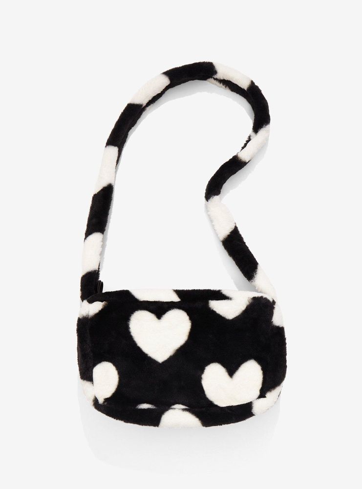 Black & White Fuzzy Crossbody Bag