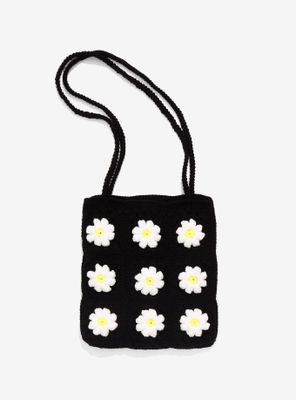 White Daisy Crochet Tote Bag