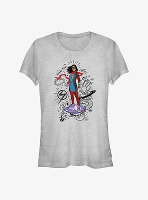 Marvel Ms. Hero Scribbles Girl's T-Shirt