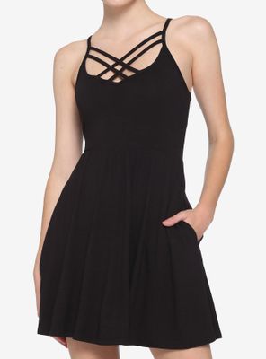Black Front Strappy Dress