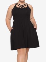 Black Front Strappy Dress Plus