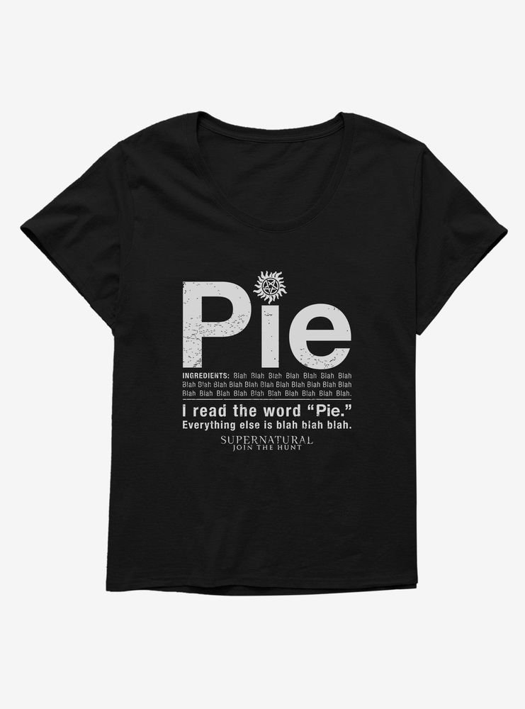 Supernatural Pie Ingredients Womens T-Shirt Plus