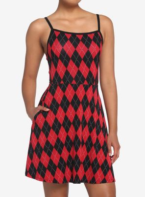 Red & Black Argyle Dress