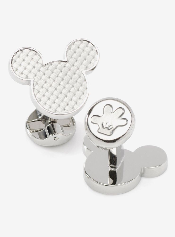 Disney Mickey Mouse Silhouette Basket Weave Cufflinks