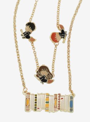 Harry Potter Broomsticks & Books Layered Necklace - BoxLunch Exclusive