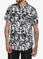 Black & White Skeletal Anatomy Woven Button-Up