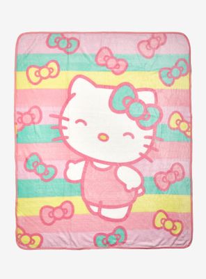 Hello Kitty Pastel Bows Stripe Throw Blanket