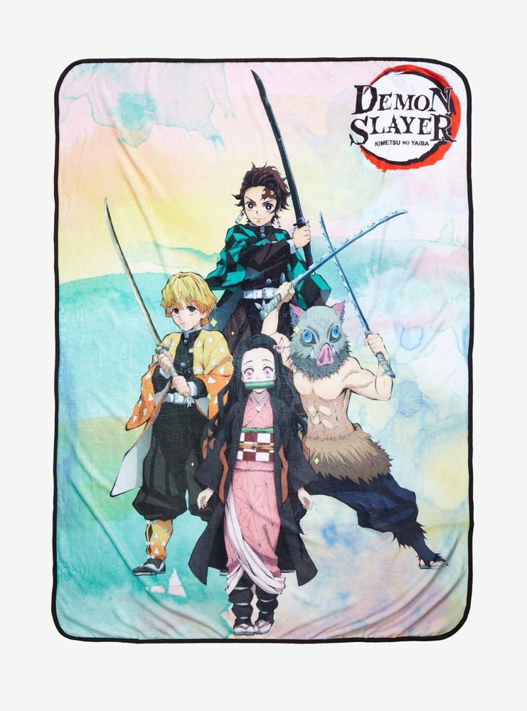 Demon Slayer: Kimetsu No Yaiba Pastel Group Throw Blanket