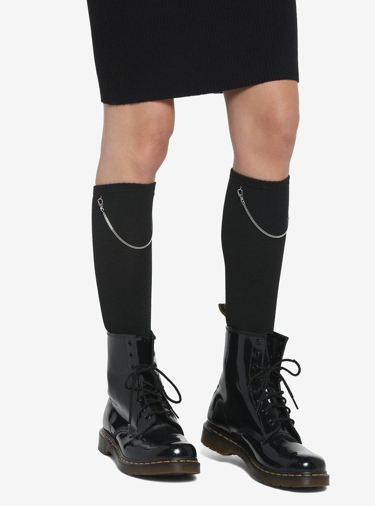 Black Chain Knee-High Socks