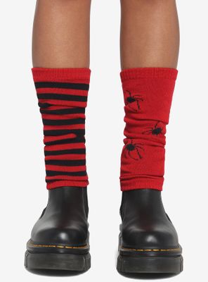 Red & Black Stripe Spider Leg Warmers