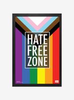 Hate Free Zone LGBTQ + Flag Framed Poster