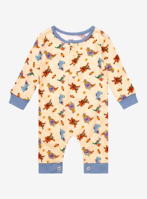Disney Winnie the Pooh Trick-or-Treat Allover Print Long-Sleeve Infant One-Piece - BoxLunch Exclusive