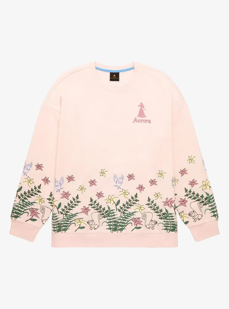 Disney Princess Aurora Embroidered Floral Crewneck - BoxLunch Exclusive