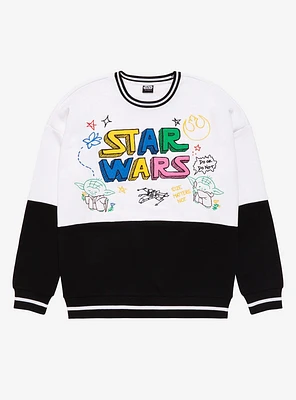 Star Wars Yoda Doodle Art Panel Crewneck - BoxLunch Exclusive