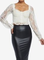 Ivory Lace Corset Girls Long-Sleeve Top