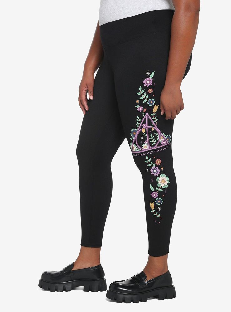 Harry Potter Deathly Hallows Floral Leggings Plus Size