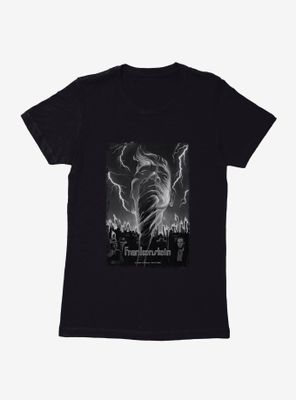 Universal Monsters Frankenstein Black & White Lightning Womens T-Shirt