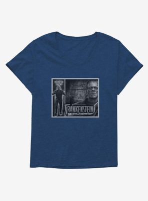 Universal Monsters Frankenstein Black & White The Man Who Made A Monster Womens T-Shirt Plus