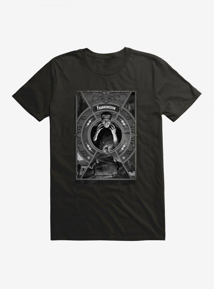 Universal Monsters Frankenstein Black & White Poster T-Shirt