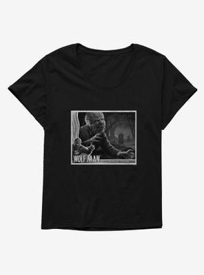 Universal Monsters The Wolf Man Black And White Movie Poster Womens T-Shirt Plus