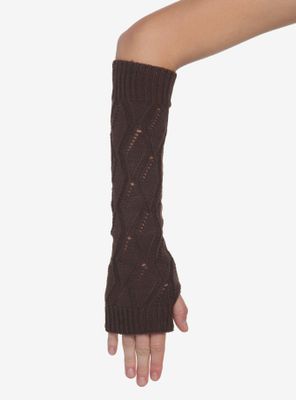Brown Pointelle Arm Warmers