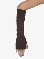 Brown Pointelle Arm Warmers
