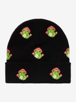 Mushroom Frog Embroidered Beanie