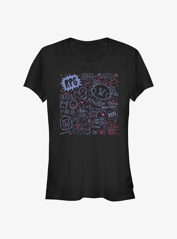 Disney Pixar Turning Red Doodle Girls T-Shirt