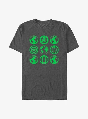 Marvel Avengers Earth Day Green Globes T-Shirt