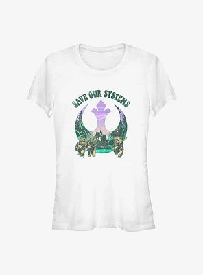 Star Wars Earth Day Ewok Allies Save Our Systems Girls T-Shirt