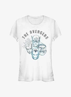 Marvel Avengers Heroes Faces Sketch Girls T-Shirt