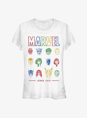 Marvel Avengers Faces Since 1939 Girls T-Shirt
