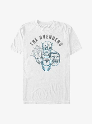 Marvel Avengers Heroes Faces Sketch T-Shirt